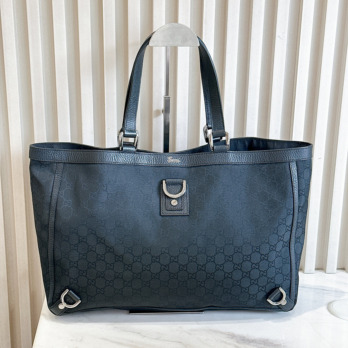Gucci Black GG Canvas Abbey D-Ring Tote Bag