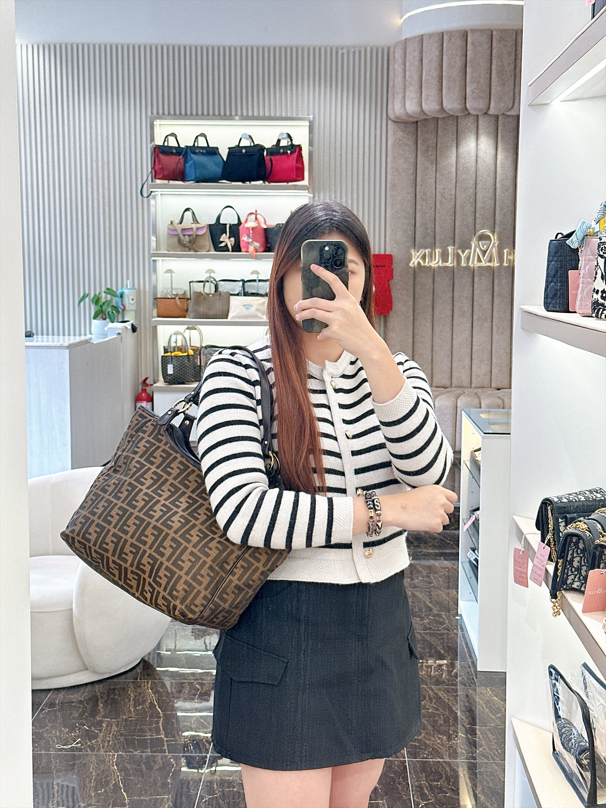 Fendi Zucca Print Canvas and Leather Tote / Chef Bag