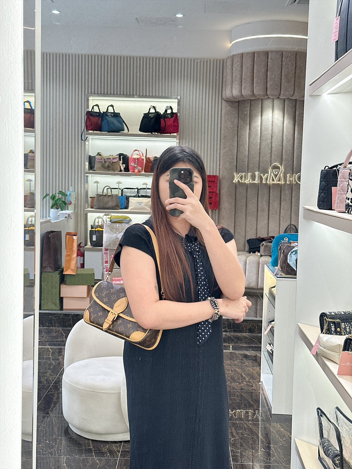 LV Monogram Diane with Black Strap