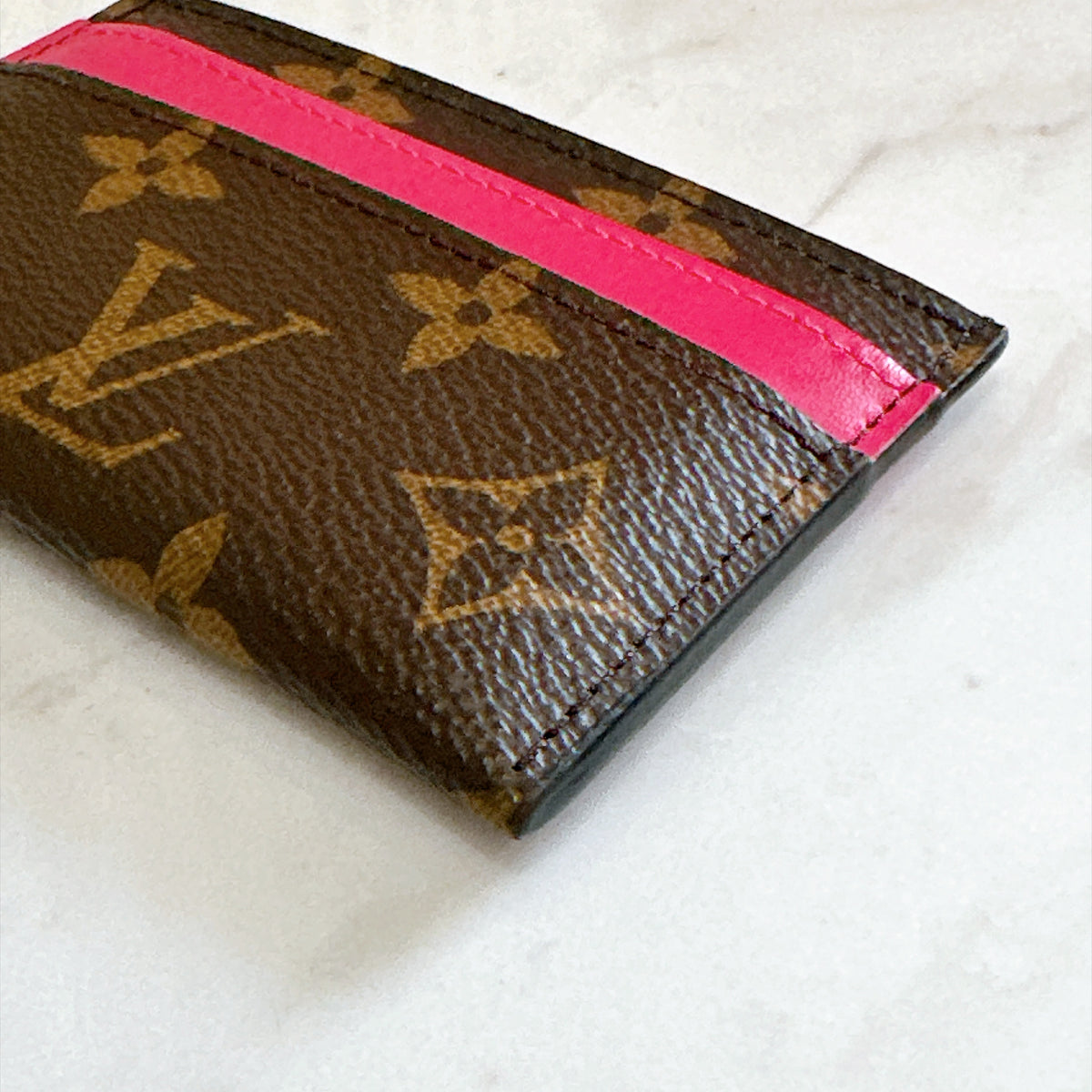 LV Double Card Holder Pondichery Pink