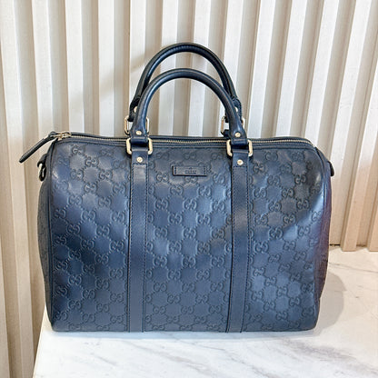 Gucci Guccissima Medium Joy Boston in Navy Blue