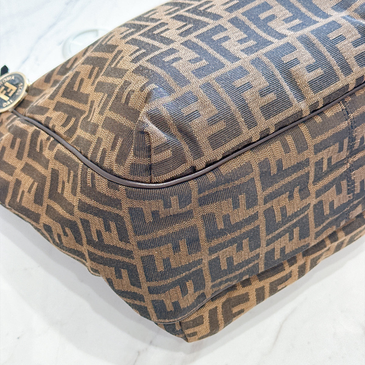 Fendi Zucca Print Canvas and Leather Tote / Chef Bag