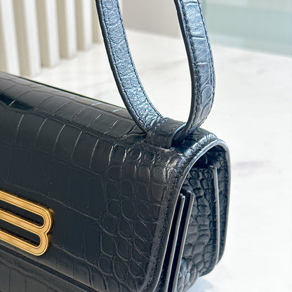 Balenciaga Gossip Small in Black Crocodile Embossed Calfskin