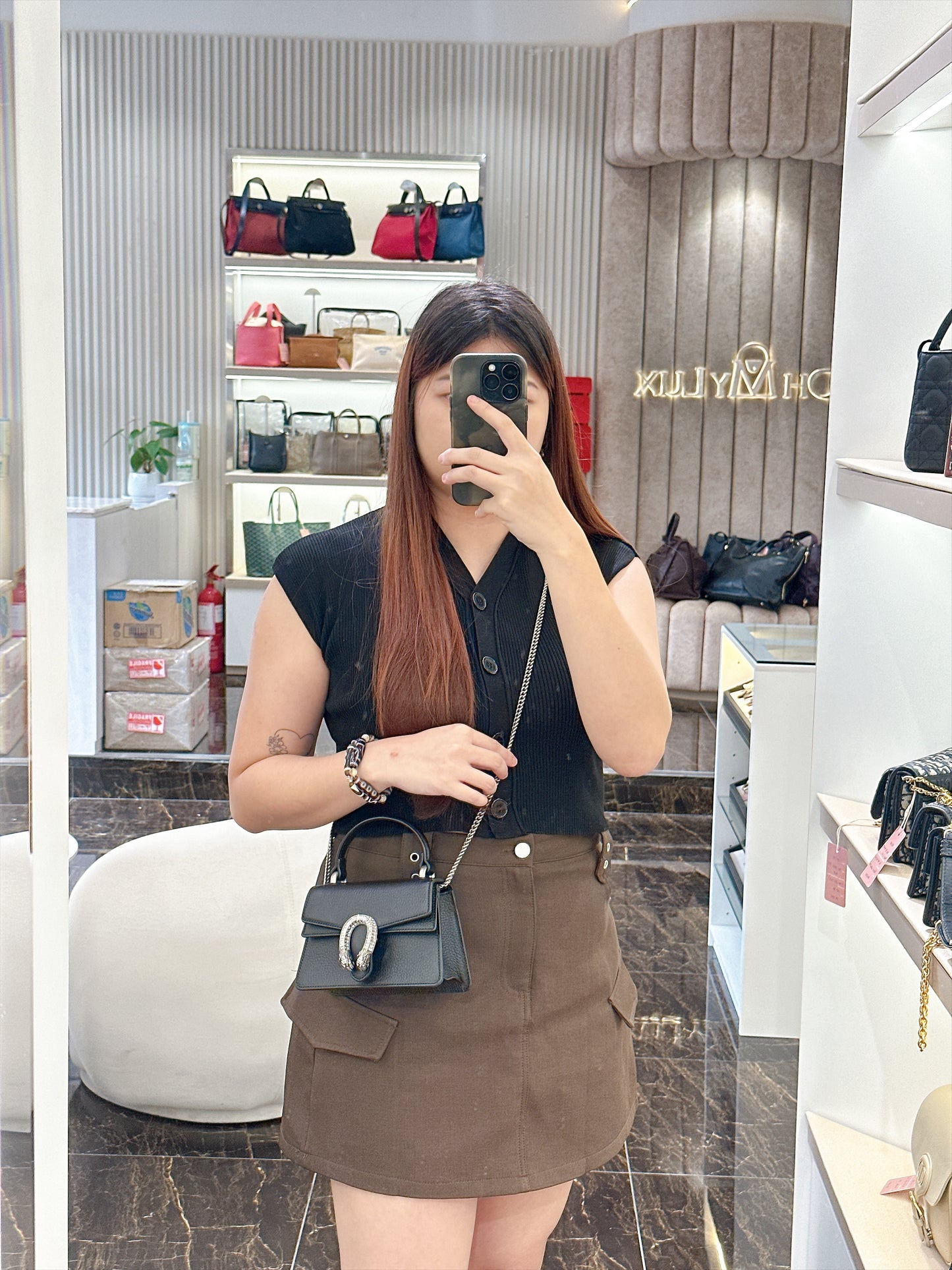 Gucci Mini Dionysus Handle with Crystals in Black
