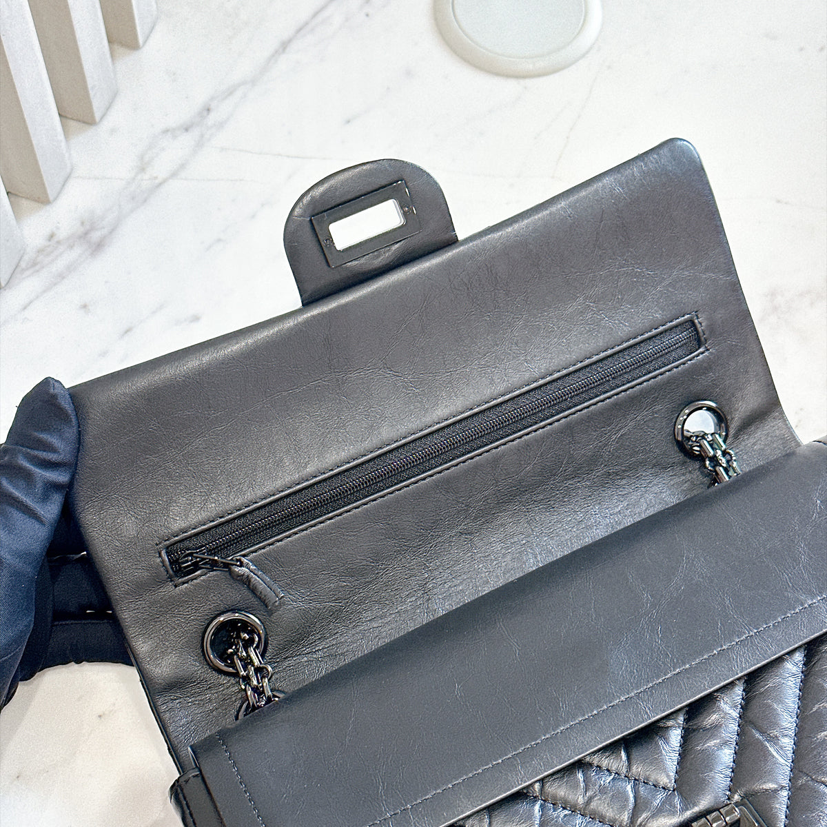 Chanel 2.55 So Black Small Reissue in Chevron
