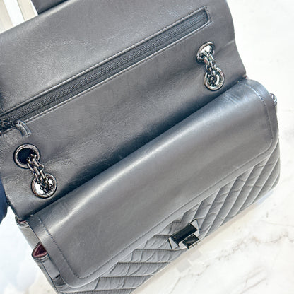 Chanel 2.55 So Black Small Reissue in Chevron