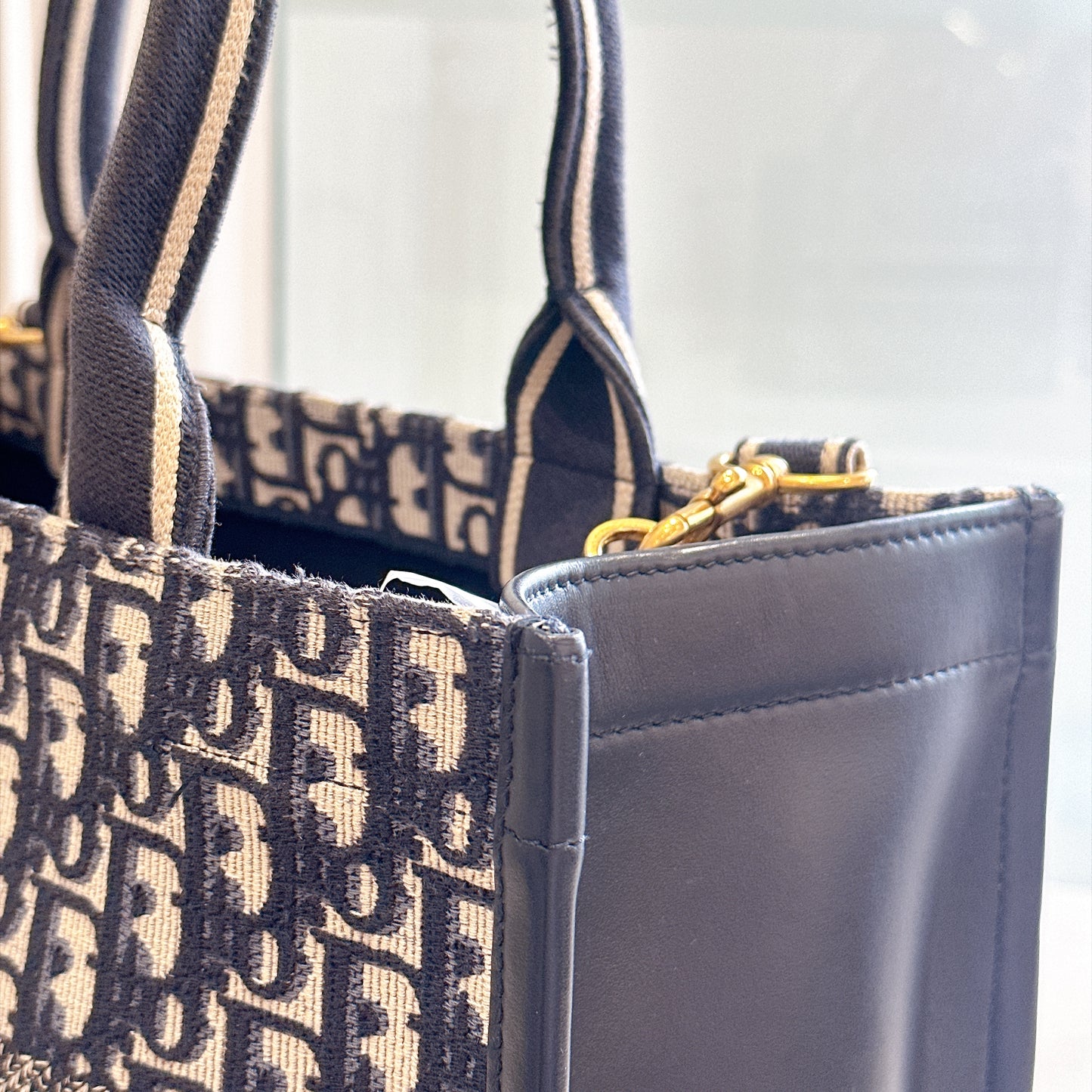 Dior Medium Book Tote In Blue Oblique and Calfskin