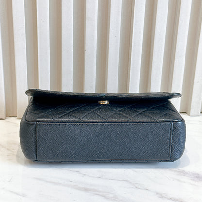 Chanel CC Filigree Black Flap Bag in Caviar GHW