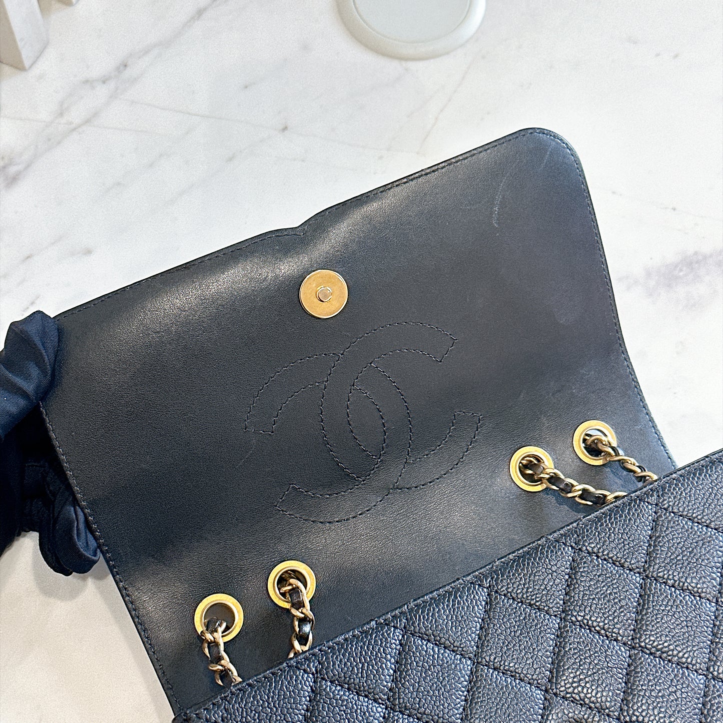 Chanel CC Filigree Black Flap Bag in Caviar GHW
