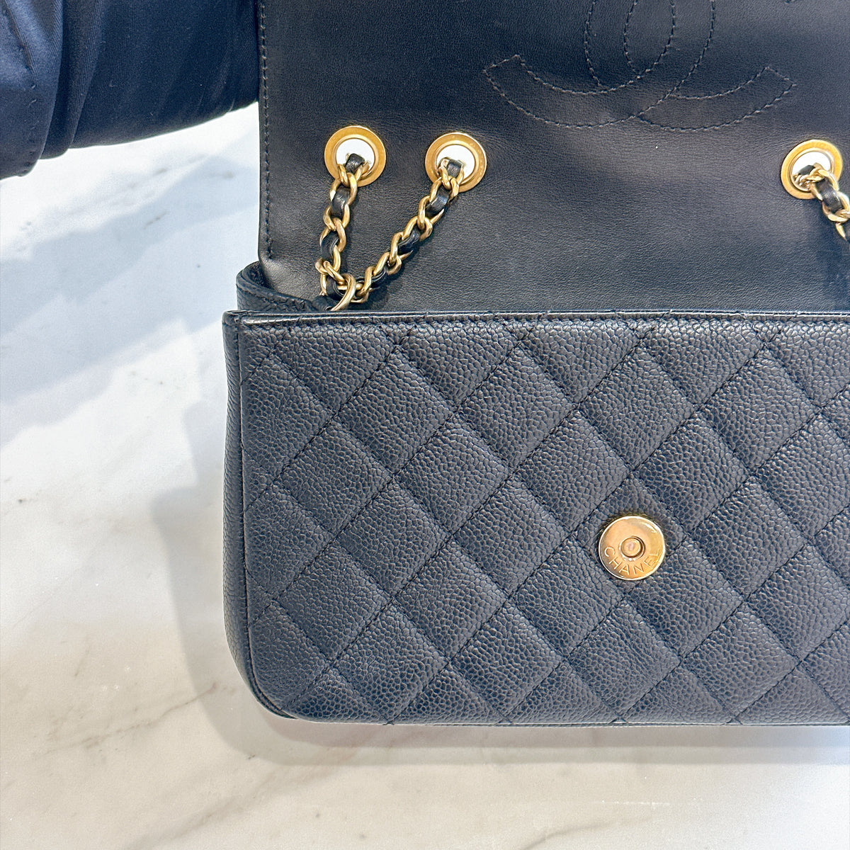 Chanel CC Filigree Black Flap Bag in Caviar GHW