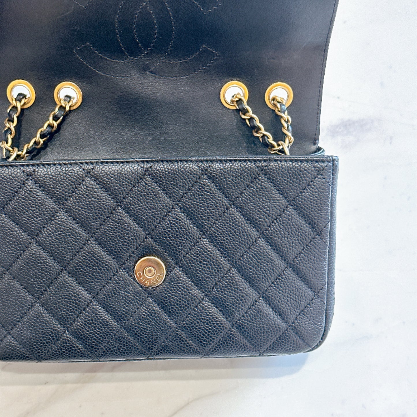 Chanel CC Filigree Black Flap Bag in Caviar GHW
