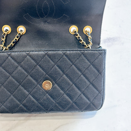 Chanel CC Filigree Black Flap Bag in Caviar GHW