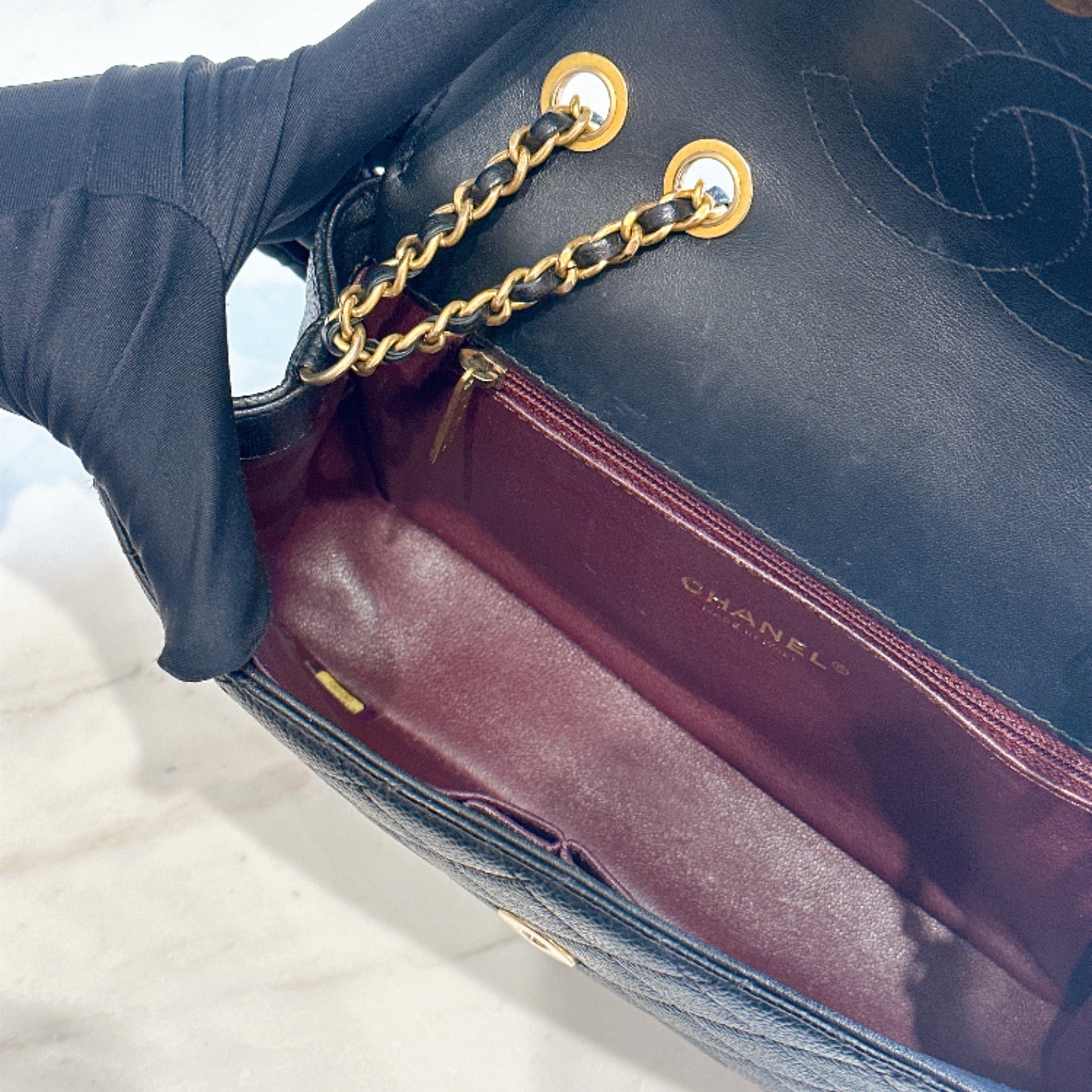 Chanel CC Filigree Black Flap Bag in Caviar GHW