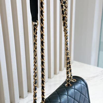 Chanel CC Filigree Black Flap Bag in Caviar GHW