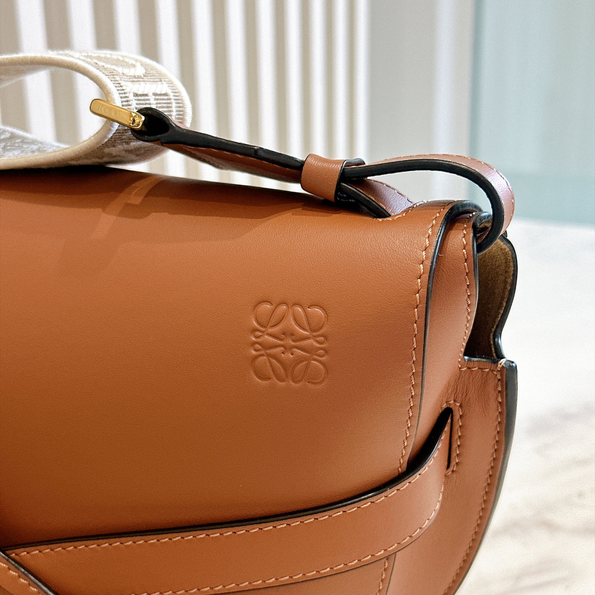 Loewe Gate Small in Tan Calfskin