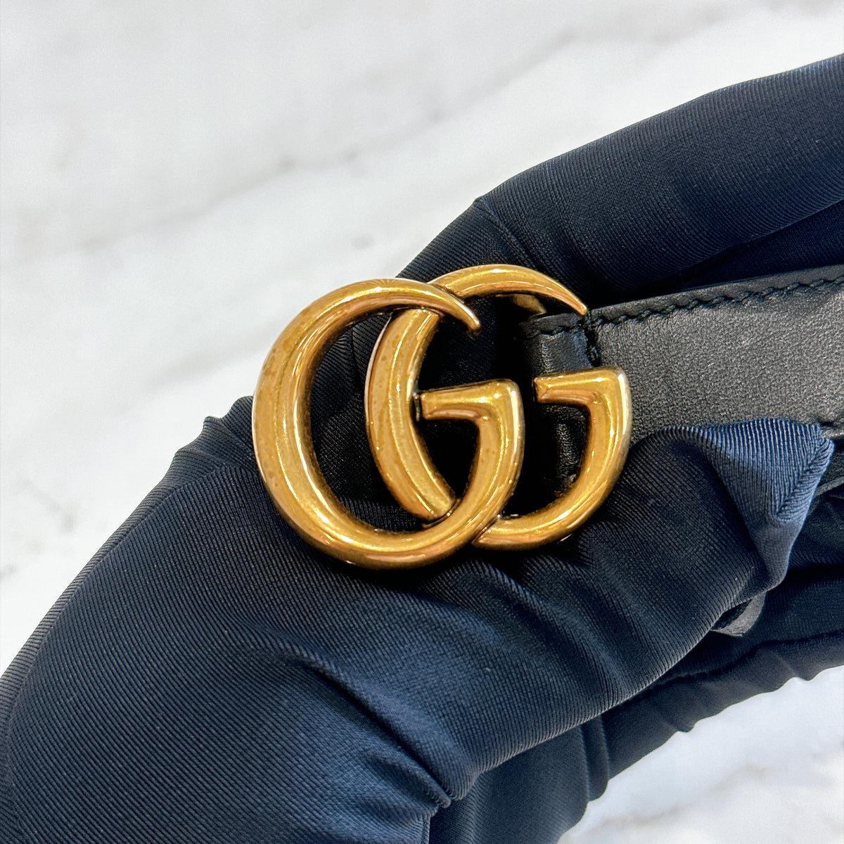 Gucci Marmont Black Belt in GHW