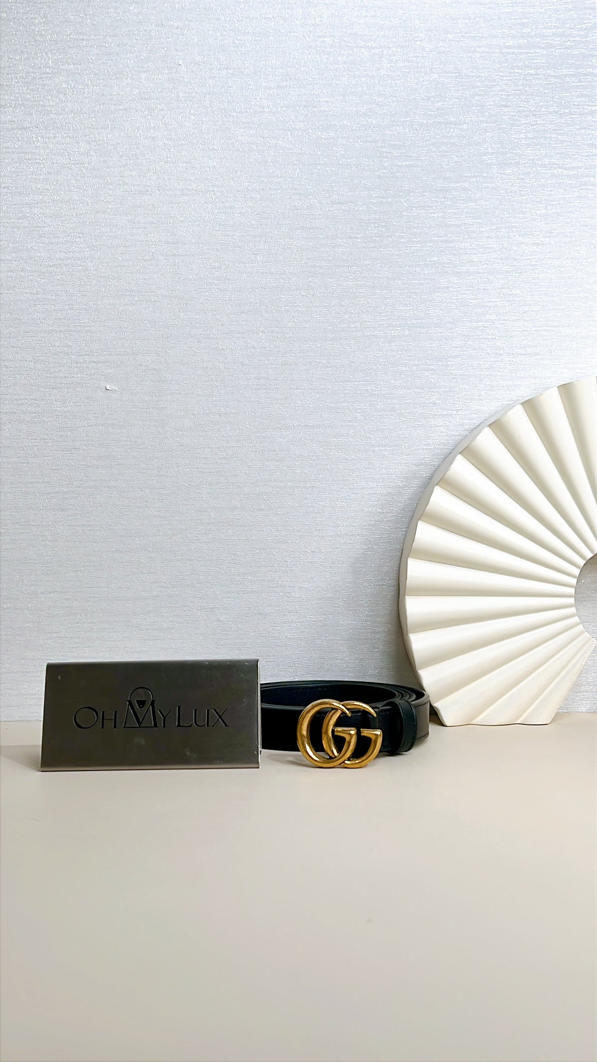 Gucci Marmont Black Belt in GHW