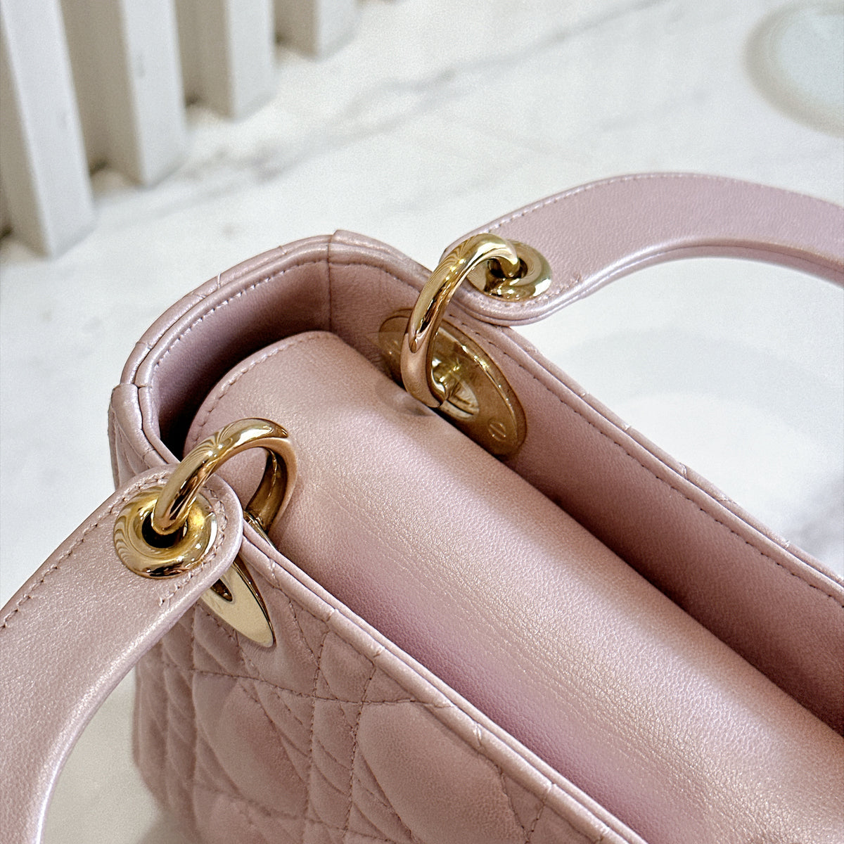 Lady Dior Mini in Pearlescent Pink