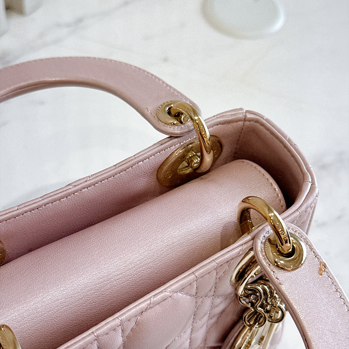 Lady Dior Mini in Pearlescent Pink