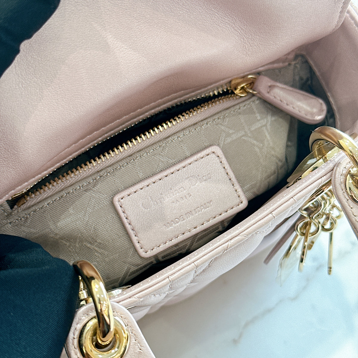 Lady Dior Mini in Pearlescent Pink