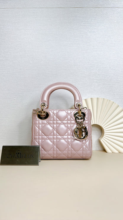 Lady Dior Mini in Pearlescent Pink
