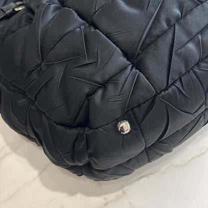 Prada Crispy Nylon Metal Shopping Tote In Black