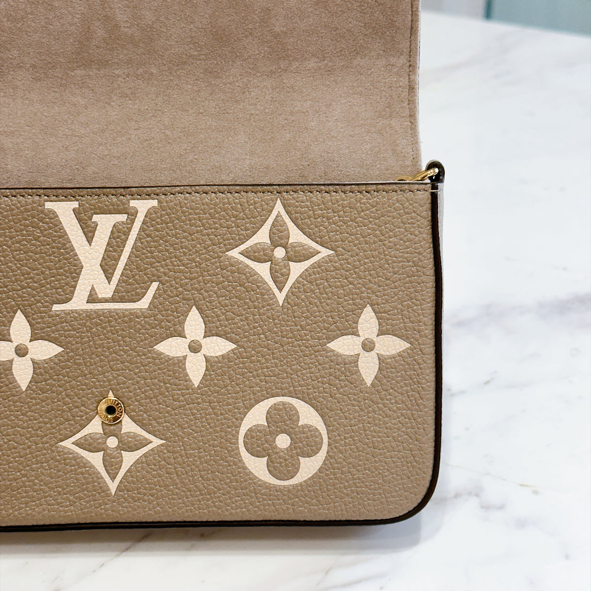 LV Felicie Pochette in Touterelle/Creme Empreinte Leather