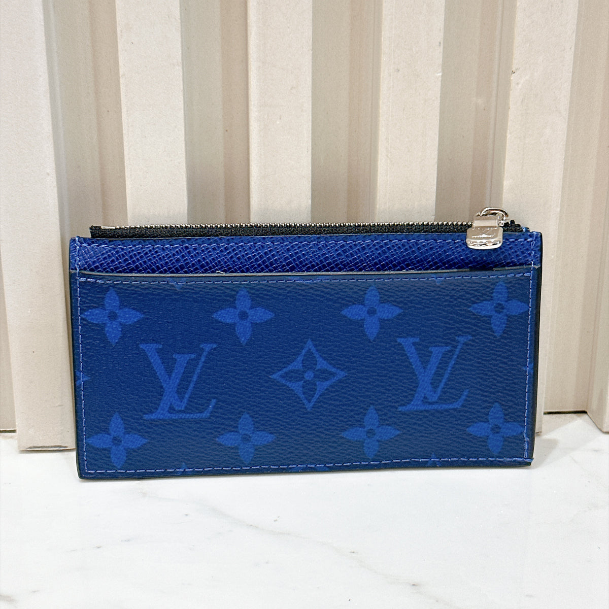 LV Taigarama Coin Card Holder in Cobalt Blue