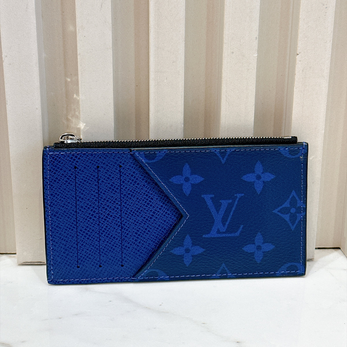 LV Taigarama Coin Card Holder in Cobalt Blue