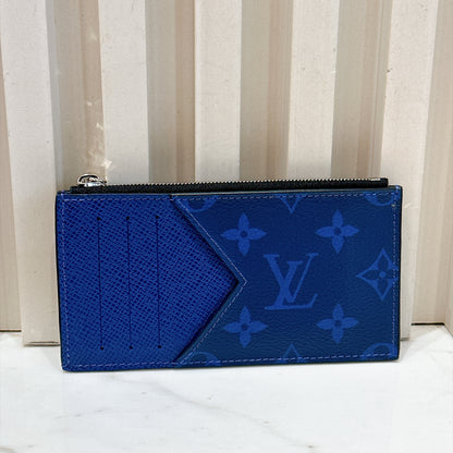 LV Taigarama Coin Card Holder in Cobalt Blue