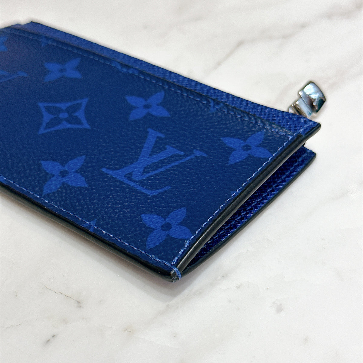LV Taigarama Coin Card Holder in Cobalt Blue