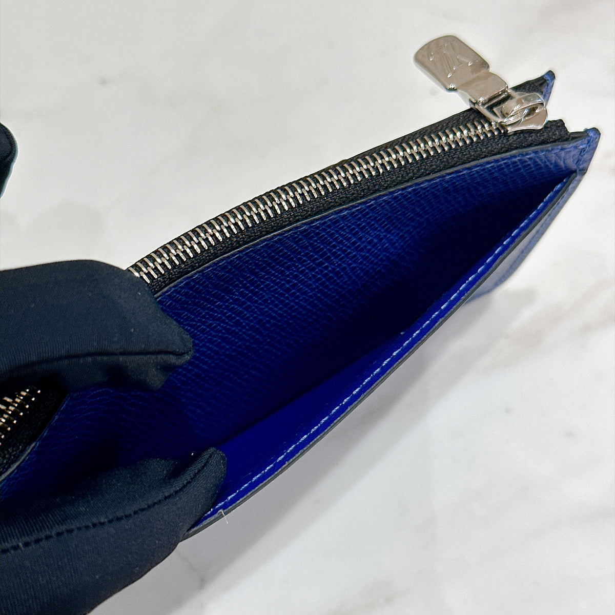 LV Taigarama Coin Card Holder in Cobalt Blue