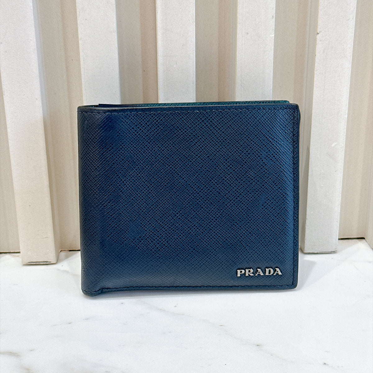 Prada Saffiano Leather Wallet in Baltico