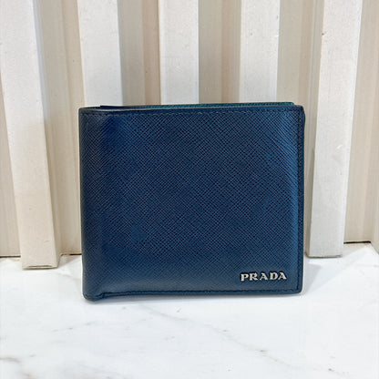 Prada Saffiano Leather Wallet in Baltico