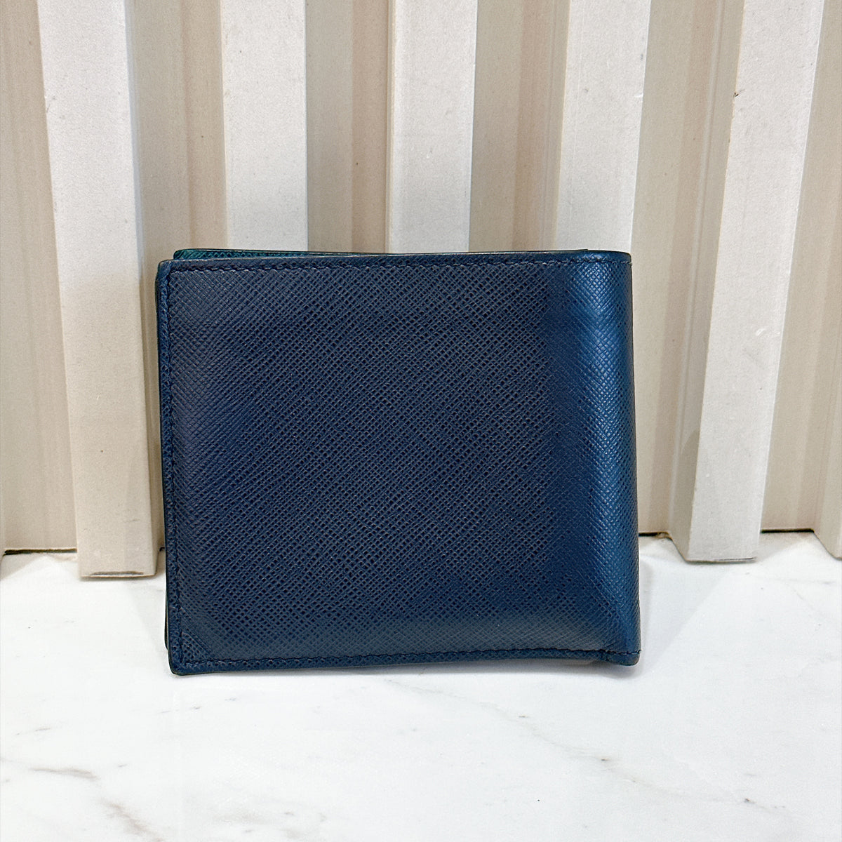 Prada Saffiano Leather Wallet in Baltico