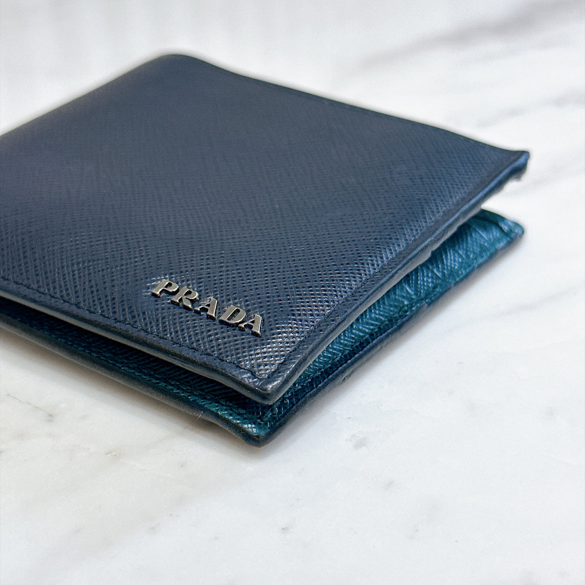 Prada Saffiano Leather Wallet in Baltico