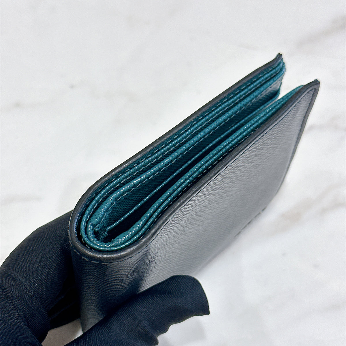 Prada Saffiano Leather Wallet in Baltico