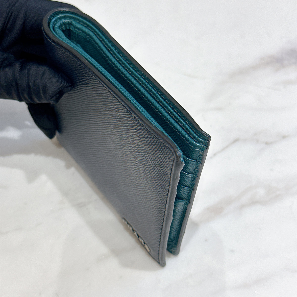 Prada Saffiano Leather Wallet in Baltico