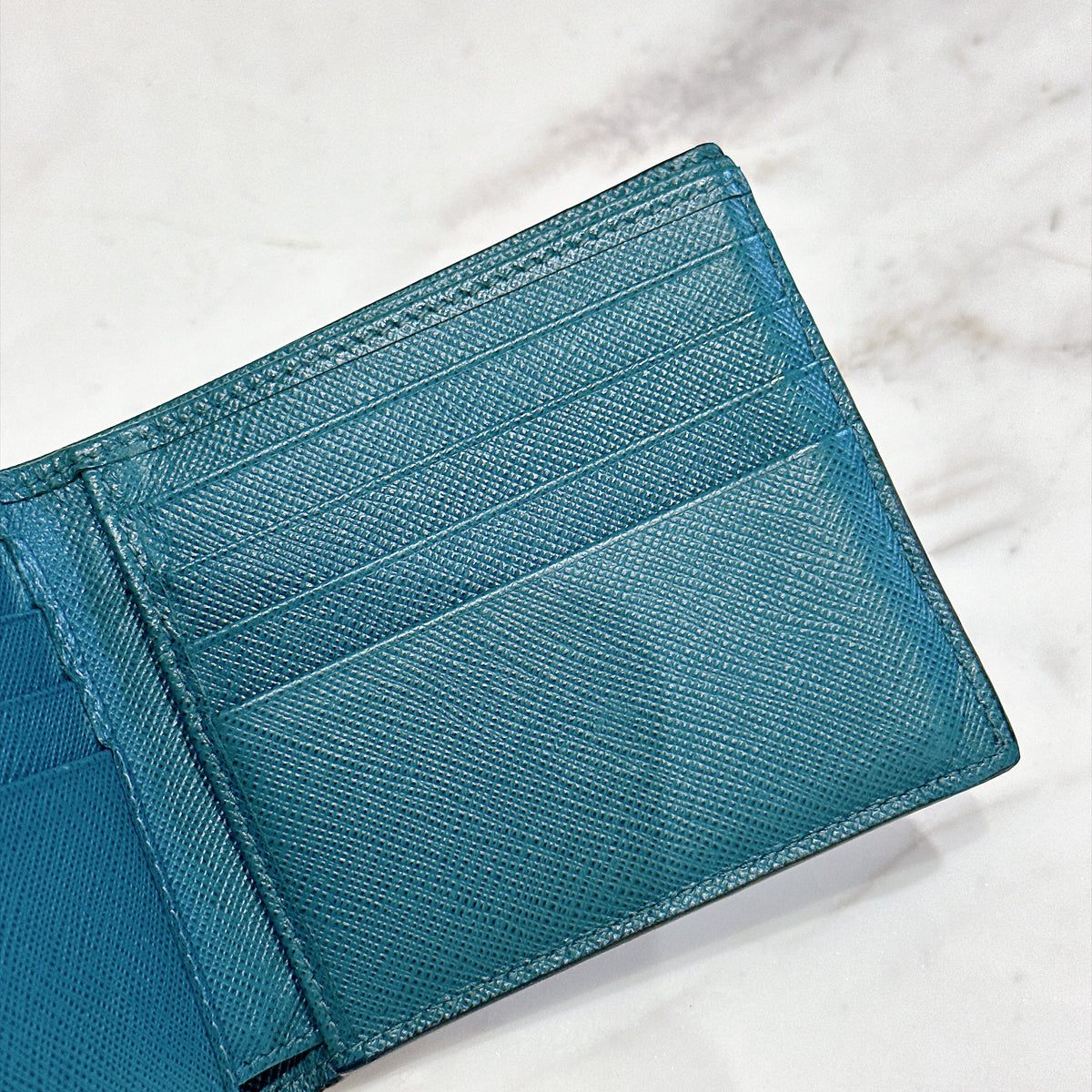 Prada Saffiano Leather Wallet in Baltico