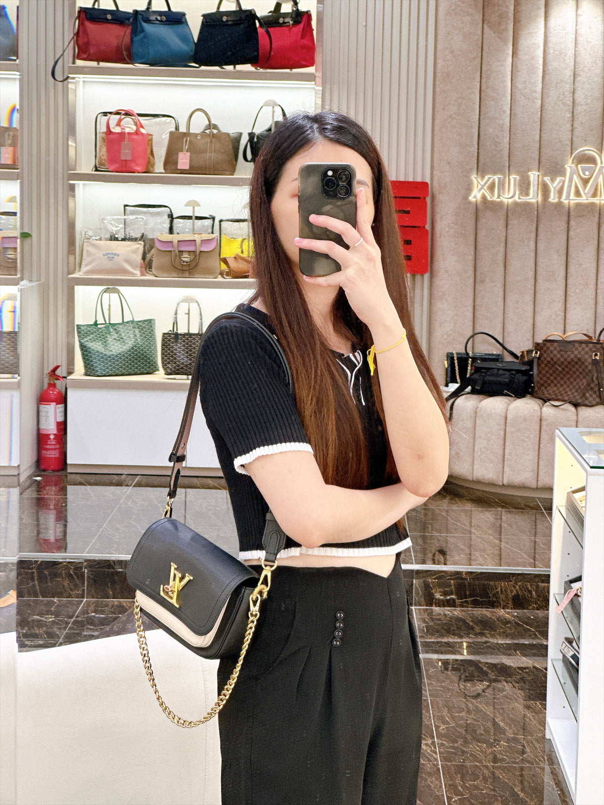 LV Lockme Tender in Black in Grained Calf Leather