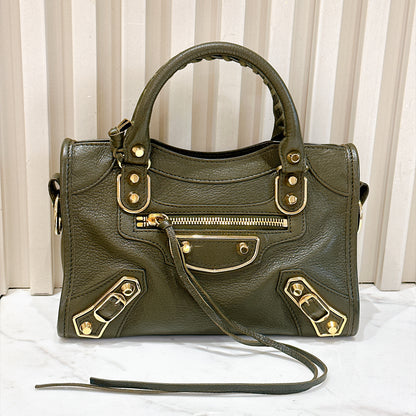 Balenciaga City Mini in Khaki GHW