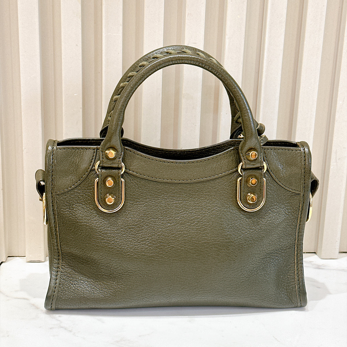 Balenciaga City Mini in Khaki GHW