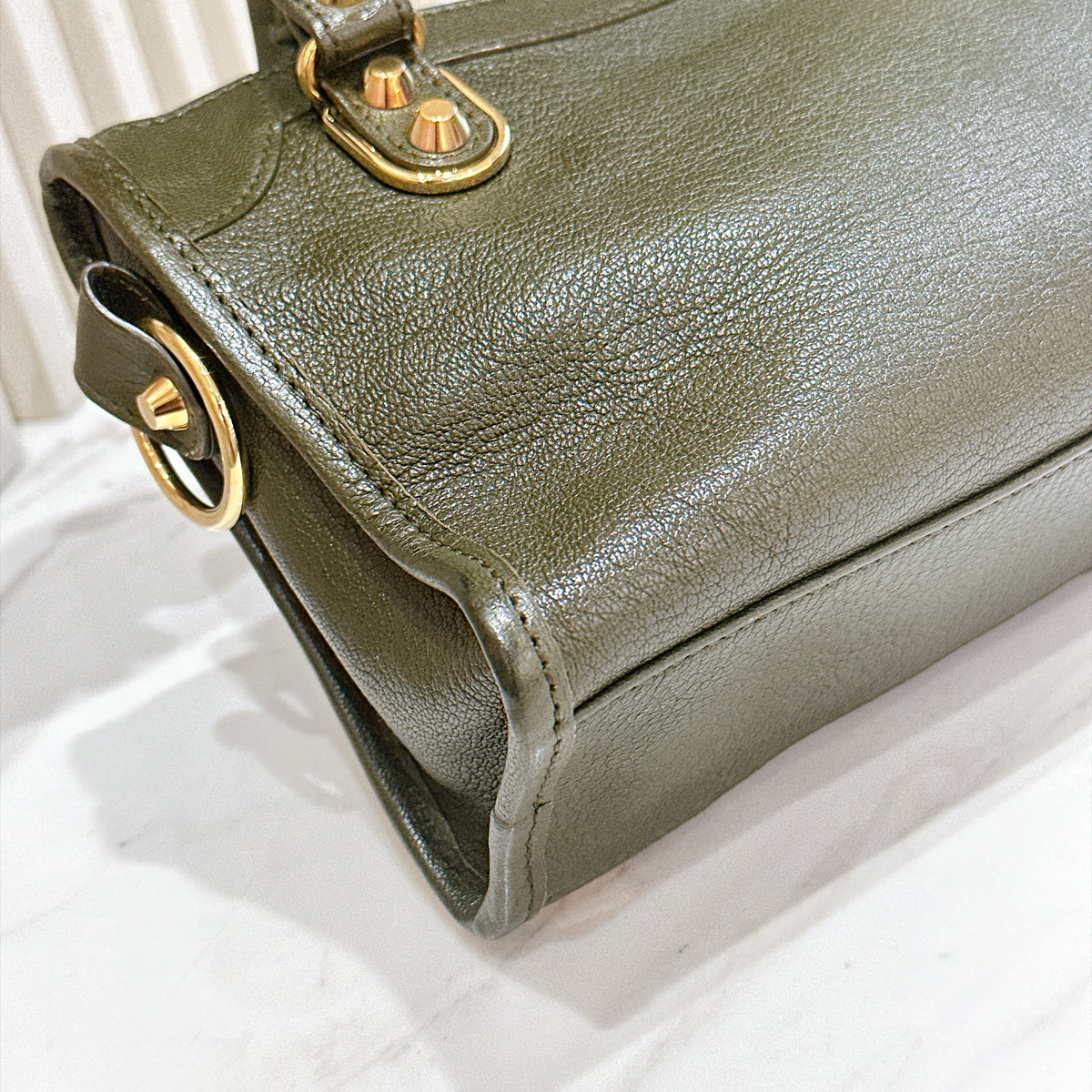 Balenciaga City Mini in Khaki GHW