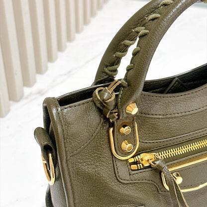 Balenciaga City Mini in Khaki GHW
