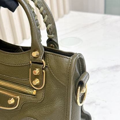 Balenciaga City Mini in Khaki GHW