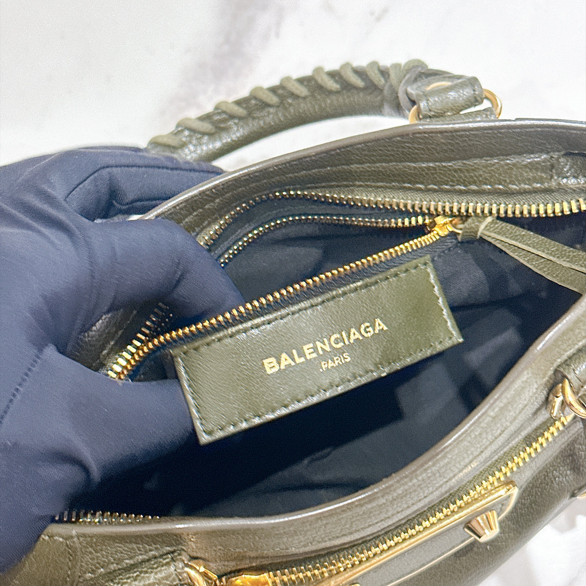Balenciaga City Mini in Khaki GHW