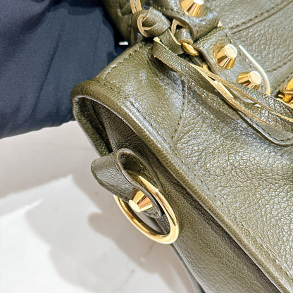Balenciaga City Mini in Khaki GHW