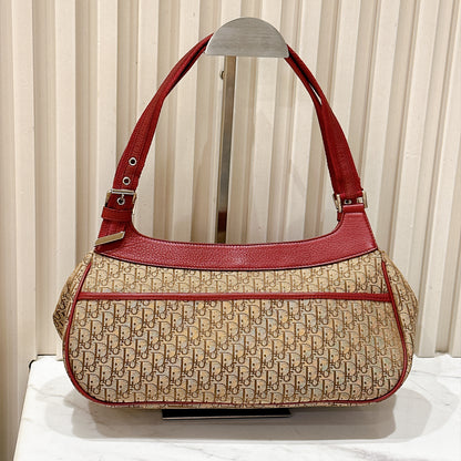 Dior Monogram Columbus Pocket Shoulder Bag in Beige / Red