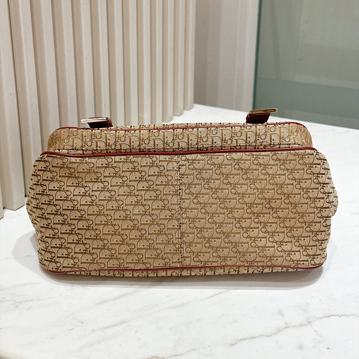 Dior Monogram Columbus Pocket Shoulder Bag in Beige / Red