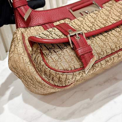 Dior Monogram Columbus Pocket Shoulder Bag in Beige / Red